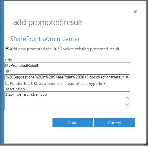 Add promoted result page